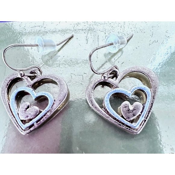 Handmade Heart Earrings  Valentine' s Open Cut Triple Designs Dangle Hoo… - Picture 9 of 12